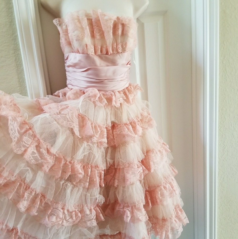 Betsey Johnson xs s 4 tea party tulle pink dress